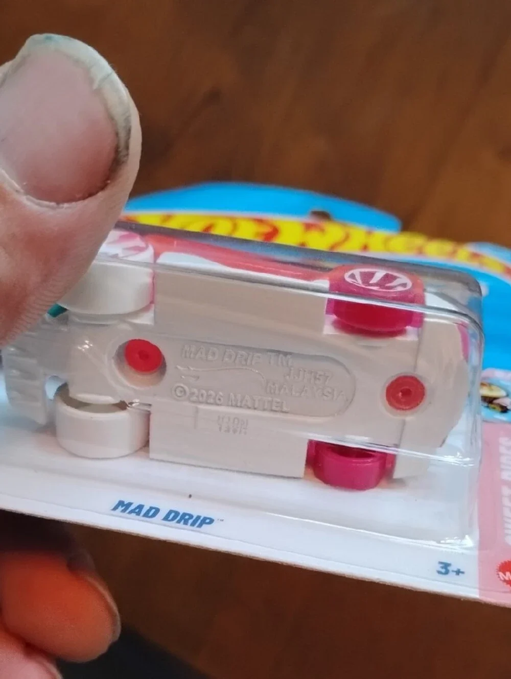 Mattel Hot Wheels Mad Drip Toy Car - Pink, Teal & White
